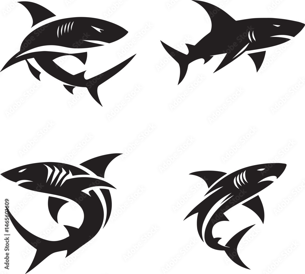 Obraz premium shark logo vector black