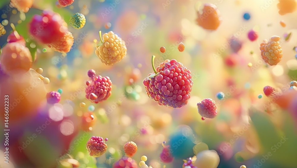 Vibrant fruit explosion in a sunlit environment Vibrant fruit explosion in a sunlit environment