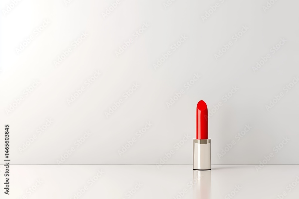Red Lipstick on White Background - A single red lipstick stands elegantly against a pristine white backdrop, symbolizing beauty, confidence, glamour, , and femininity Red Lipstick on White Background - A single red lipstick stands elegantly against a pristine white backdrop, symbolizing beauty, confidence, glamour, , and femininity