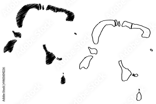 Tetiaroa island (France, French Republic, Pacific Ocean, Society Islands Archipelago, French Polynesia) map vector illustration, scribble sketch Tetiaroa map