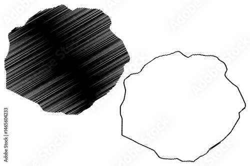 Tolokiwa island (New Guinea, Pacific Ocean, Bismarck Archipelago) map vector illustration, scribble sketch Lottin map