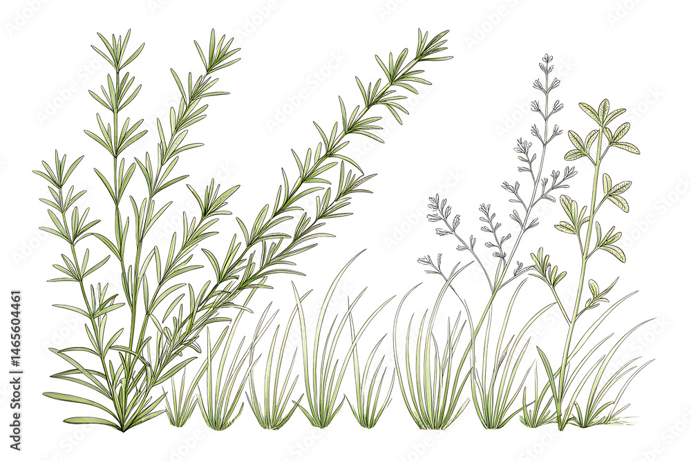 Fototapeta premium grass line 2 fresh white background PNG AI Generated