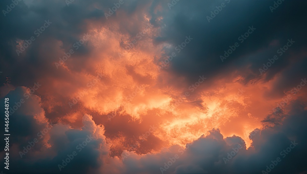 Fototapeta premium Dramatic sunset through stormy clouds