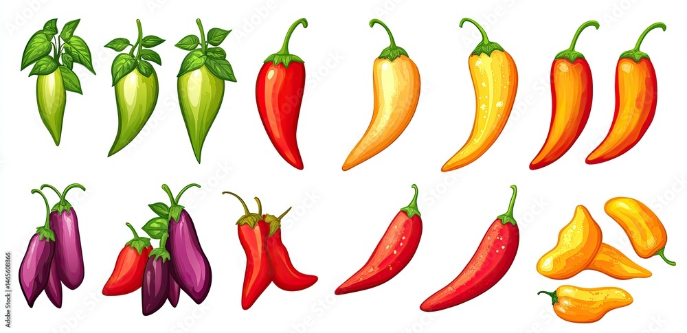Colorful Peppers and Eggplants Colorful Peppers and Eggplants