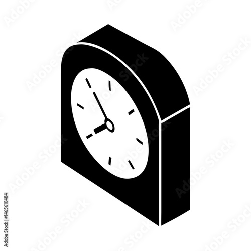 Isometric drawing of a black alarm clock on a white background