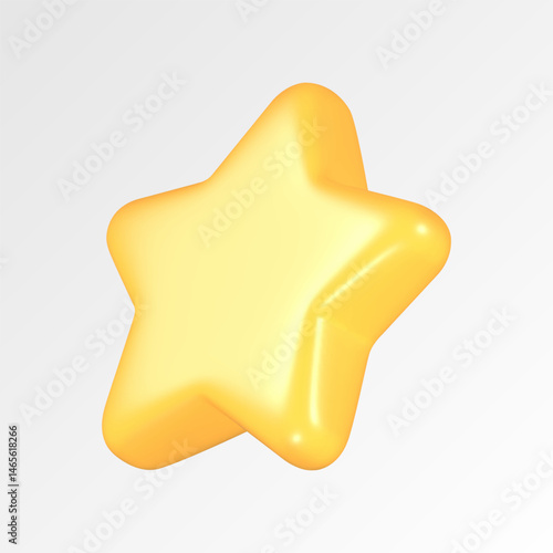 yellow 3d glossy star. Vector illustration