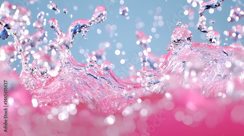 Splashing Water with Pink Hues in a Refreshing Artistic Display