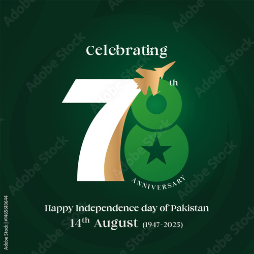 78th year of Pakistan's Independence Day, 14 August vector illustration.