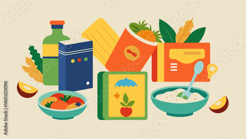 A collection of recipe books and cookbooks from different regions of Latin America showcasing the diversity of dishes and techniques.. Vector illustration