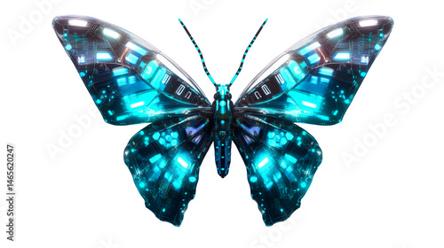 Sci-Fi Illuminated Butterfly Insect Creature, cut out transparent