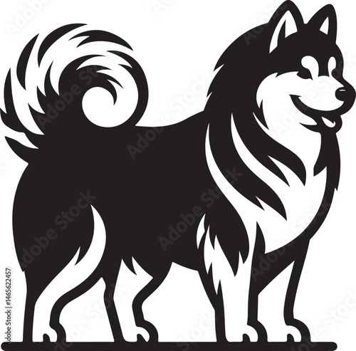 A black vector illustration of a wild dog head, a striking animal design