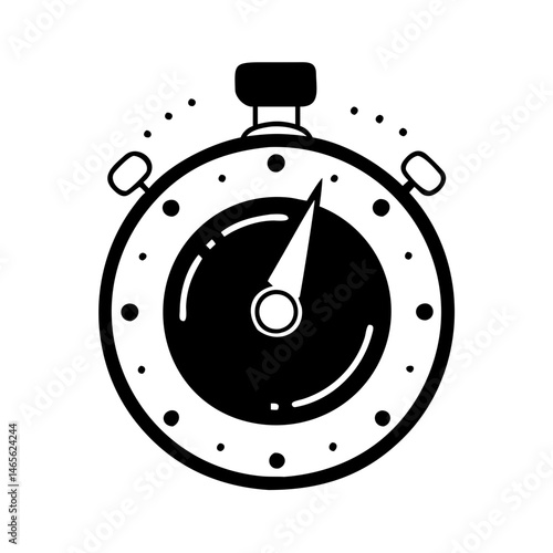 Black and White Detailed Illustration of a Stopwatch for Time Keeping