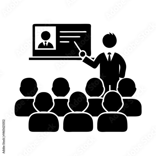 Presentation with a Speaker and Audience, Business Conference or Seminar Illustration