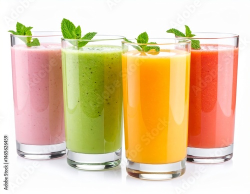 Wallpaper Mural Colored ftuit smoothie in glasses over white background Torontodigital.ca