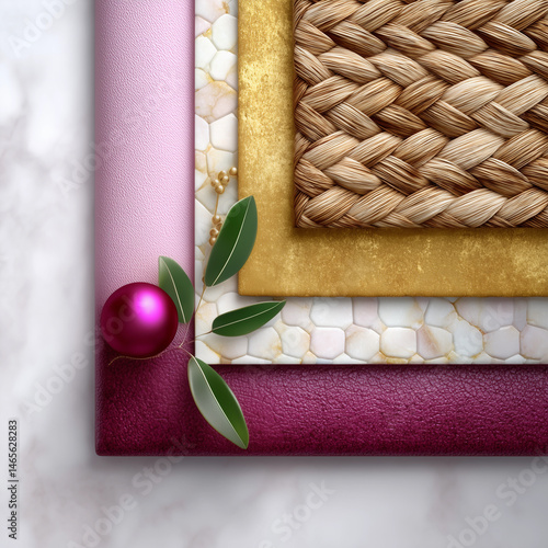 A variety of different colored fabrics, including pink, yellow, and brown