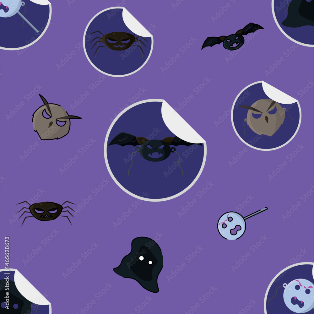 Naklejka premium Halloween monster sticker pattern Vector