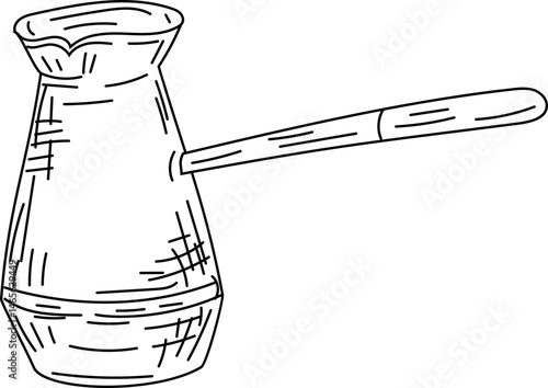 Turkish coffee pot hand-drawn coffee sketch vector illustration