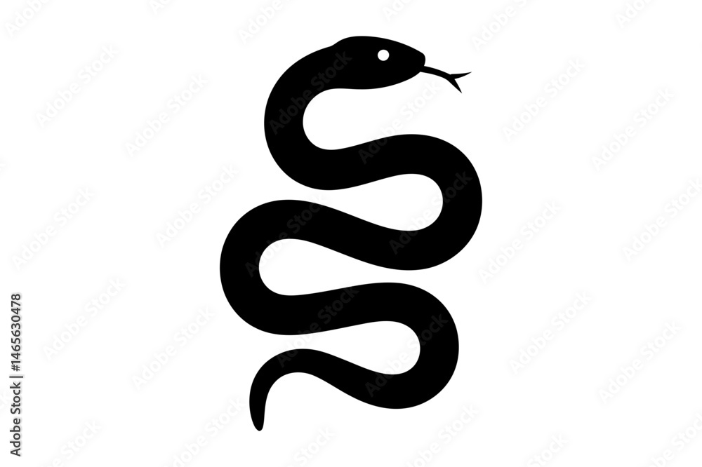 Fototapeta premium Black snake silhouette vector image illustration