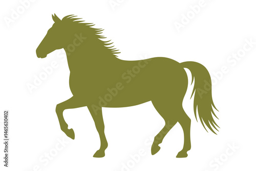 Olive green horse silhouette equestrian illustration