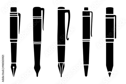 Black pens writing instruments stationery set art
