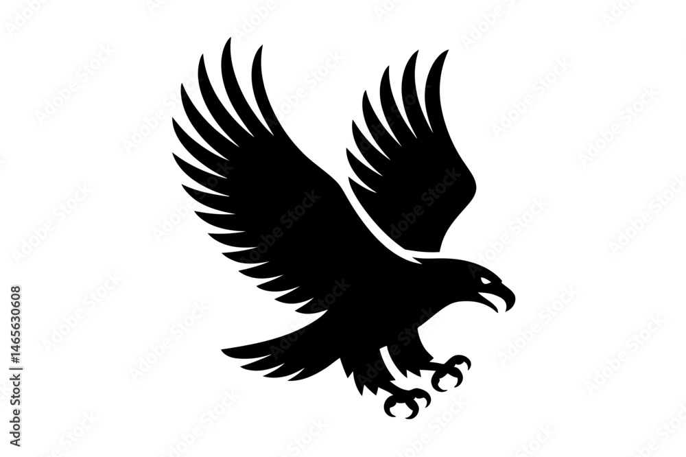 Obraz premium Eagle silhouette flying predatory bird vector art