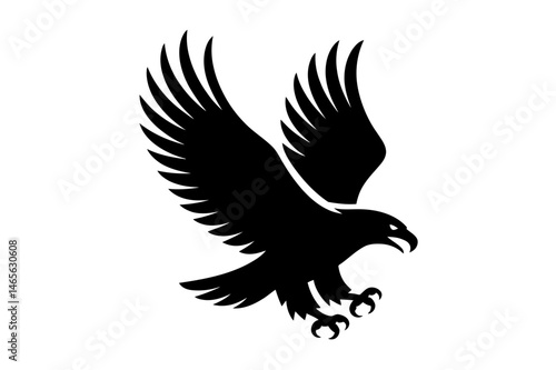 Eagle silhouette flying predatory bird vector art