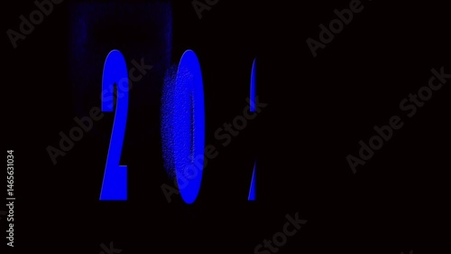 The background of the writing 2025 in beautiful blue color disappears one by one from the back.
