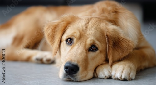 Friendly Golden Retriever Gazing Curiously Indoors During a Sunny Afternoon