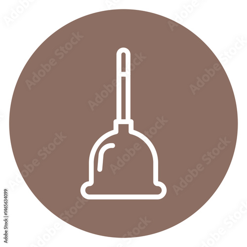 Minimalist Line Art Plunger Circle Icon