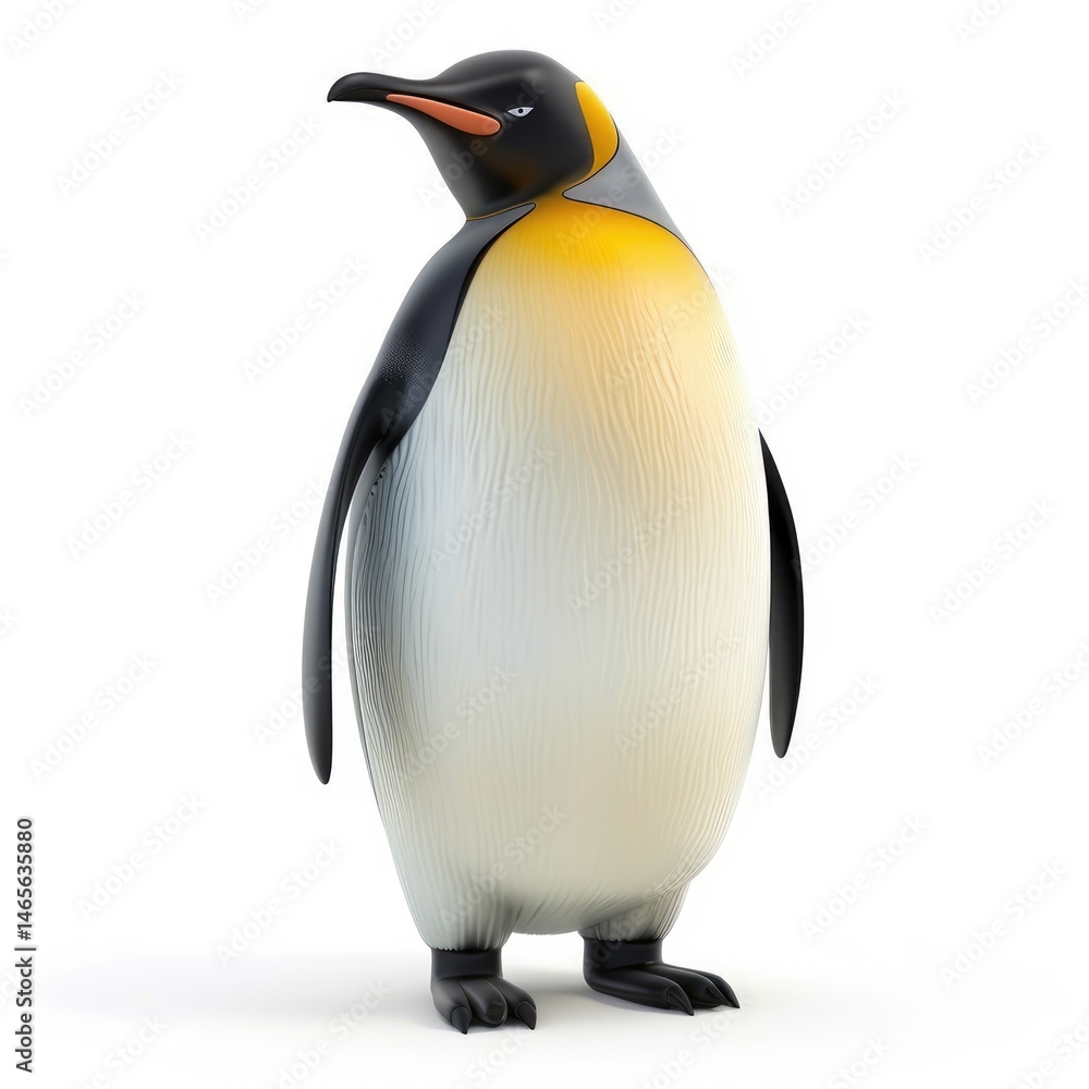 Fototapeta premium A cartoon emperor penguin stands tall.