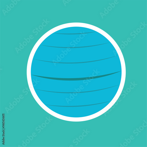 Blue fitness ball flat icon. Vector