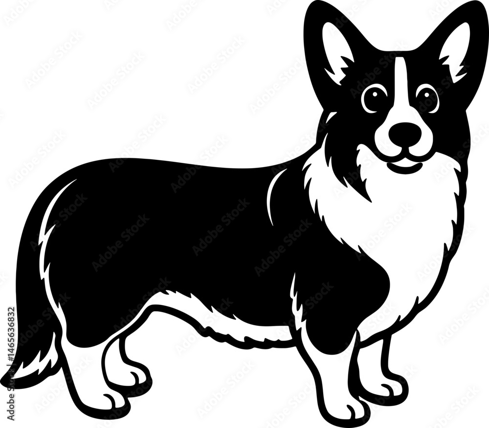 Pembroke welsh corgi simple black silhouette, Black silhouette vector icon, silhouette illustration, Animal silhouette Pembroke welsh corgi simple black silhouette, Black silhouette vector icon, silhouette illustration, Animal silhouette