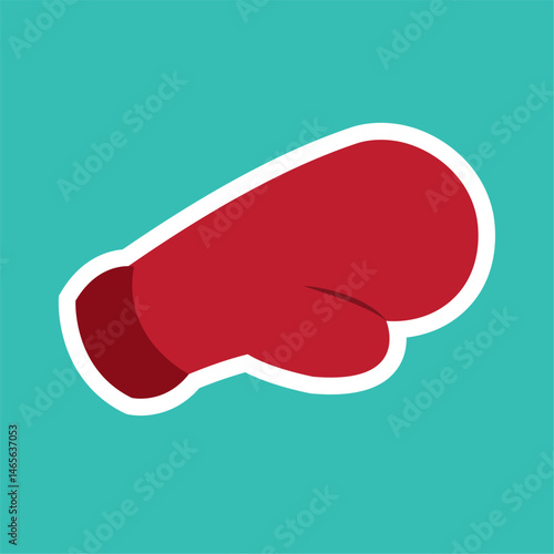 Red boxing glove flat icon. Vector
