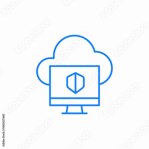 cloud computer security icon sign vector