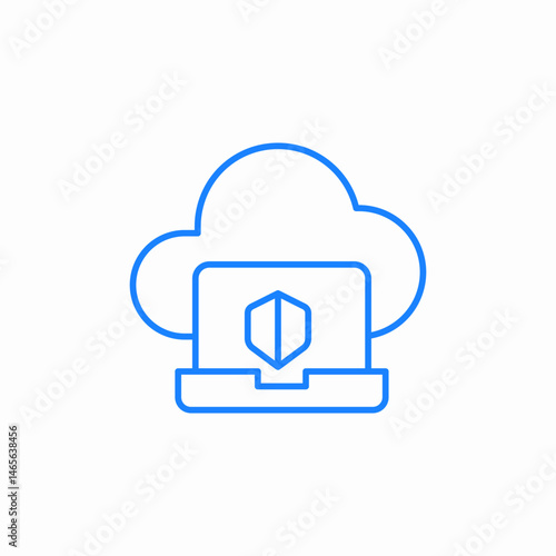 cloud laptop security icon sign vector