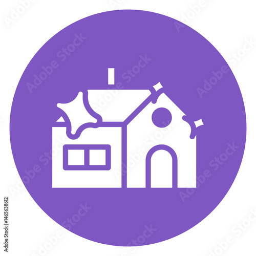 Bold Glyph Clean House Circle Icon