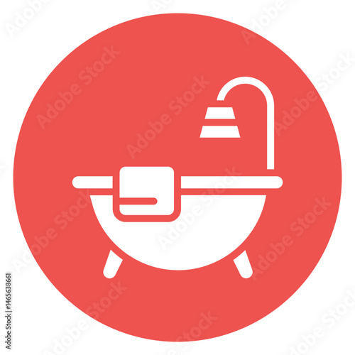 Bold Glyph Bathtub Circle Icon