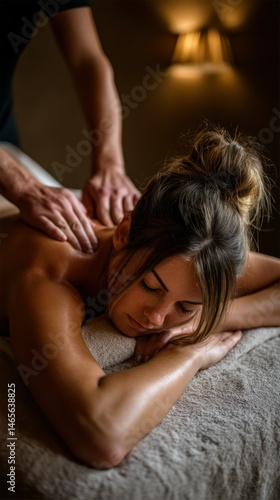 Relaxation Person receiving a massage on a spa bed