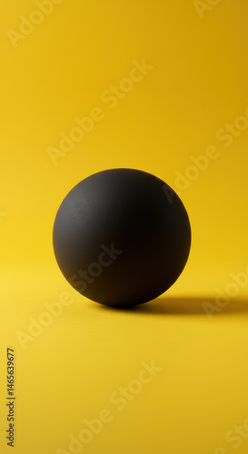 Black sphere on yellow background