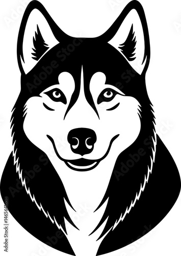 siberian huskie  head simple black silhouette, Black silhouette vector icon, silhouette illustration, Animal silhouette