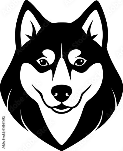 siberian huskie  head simple black silhouette, Black silhouette vector icon, silhouette illustration, Animal silhouette