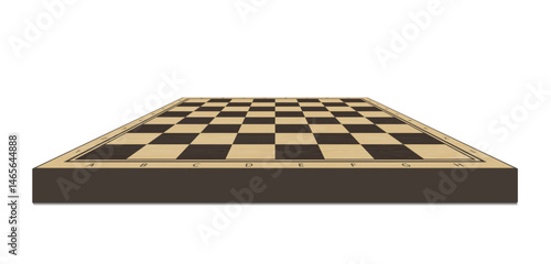 3D Wooden chess board. Chessboard with letters and numbers. Vector illustration
