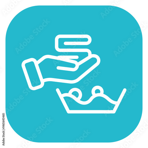 Minimalist Line Art Hand Washing Clothes Rounded Square Icon