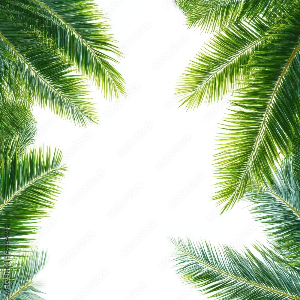 Fototapeta premium Tropical palm leaves frame background summer vacation concept