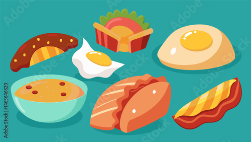 A sight to behold as a wide variety of empanadas from the classic beef and potato to the unexpected bacon and egg are arranged in an enticing display.. Vector illustration