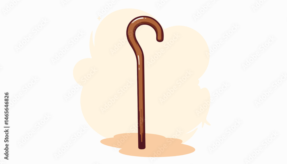 Elderly man's walking cane symbolizing recovery, flat design healing Elderly man's walking cane symbolizing recovery, flat design healing
