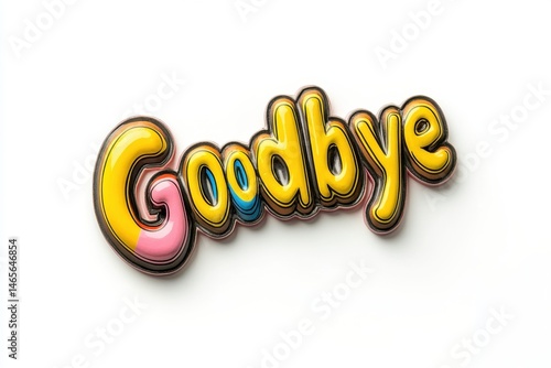 Smiling yellow ball with goodbye message on a clean background, perfect for farewell occasions or positive send-offs