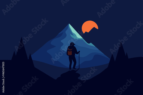 silhouette of a man in the mountains