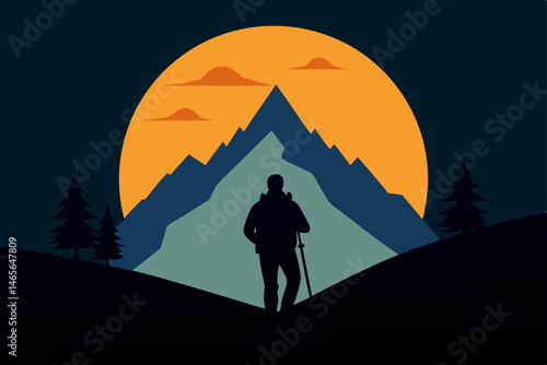 silhouette of a man in the mountains