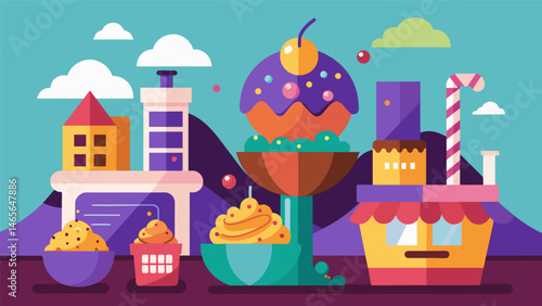 A sugary paradise where attendees can unleash their creativity and experiment with unique brigadeiro flavors.. Vector illustration
